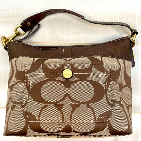 Coach #11957 Legacy Signature Stripe Bag Khaki Brown - Picture 7 of 9